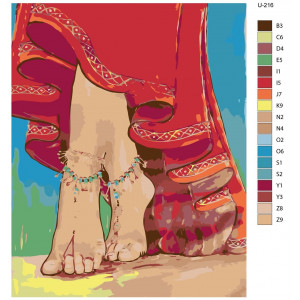 Картина по номерам "Танець живота. Ноги танцівниці з браслетами"