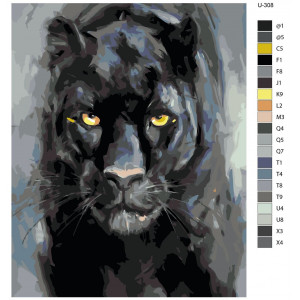 Картина по номерам "Чорна пантера з жовтими очима"