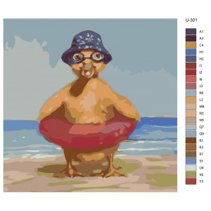 Картина по номерам "Качечка в капелюсі та з колом для купання"