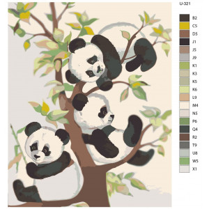 Картина по номерам "Три маленькі панди"