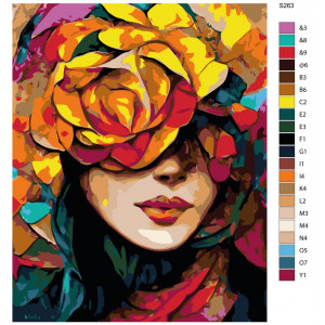 Картина по номерам "Девушка с цветами. Дыхание осени"