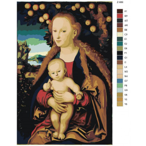 Картина по номерам "Репродукція. Мадонна з дитиною під яблуню. Художник Лукас Кранах"