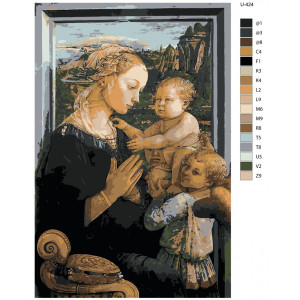 Картина по номерам "Галерея Уффіці. Репродукція картини - Мадонна з Немовлям та двома ангелами. Художник Філіппо Ліппі"
