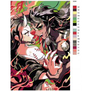 Картина по номерам "Аніме Клинок, що розсікає демонів. Незуко Камадо та Караку"
