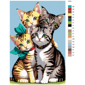 Картина по номерам "Чотири милих кошеня"