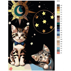 Картина по номерам "Два кошеня в зоряну ніч"
