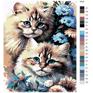 Картина по номерам "Кіт і кішечка у квітах"