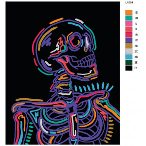 Картина по номерам "Неоновый скелет с флуоресцентными красками"