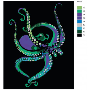 Картина по номерам "Неоновый осьминог с флуоресцентными красками"