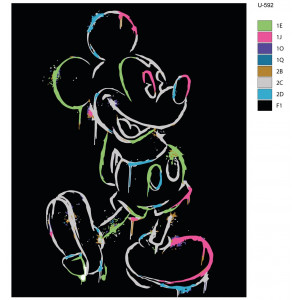 Картина по номерам "Неоновый Микки Маус с флуоресцентными красками"