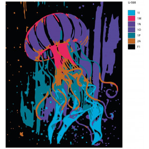 Картина по номерам "Неоновая королевская медуза с флуоресцентными красками"