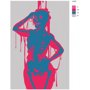 Картина по номерам "Неоновый скелет с флуоресцентными красками"