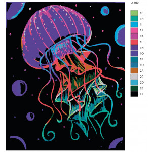 Картина по номерам "Неоновая медуза с флуоресцентными красками"