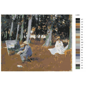 Картина по номерам "Художник Джон Сінгер Сарджент. Репродукція картини – Клод Моне, що малює на краю лісу. 1885"
