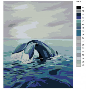 Картина по номерам "Морське життя. Хвіст синього кита"