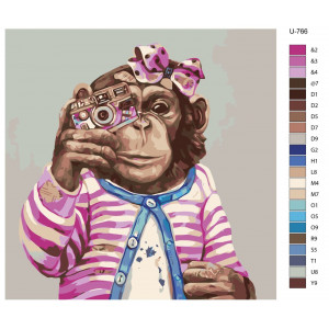 Картина по номерам "Забавная обезьянка с розовым бантиком"