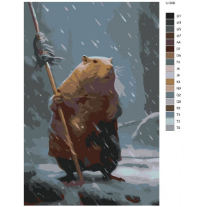 Картина по номерам "Капибара в снегопад"