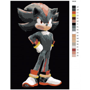 Картина по номерам "Персонаж відеоігор, фільмів та коміксів Sonic (Сонік) - Ёж Шедоу"