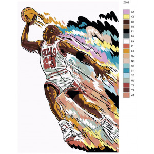 Картина по номерам "Баскетболіст Майкл Джордан (Chicago Bulls) кидок м'яча"
