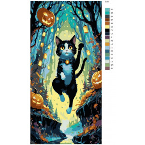 Картина по номерам "Хелловін. Чорний кіт"