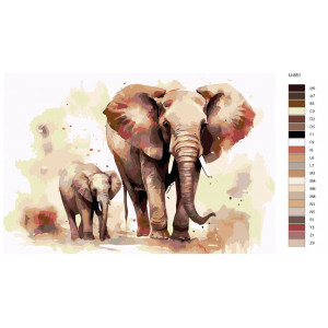 Картина по номерам "Слон і маленьке слоненя"