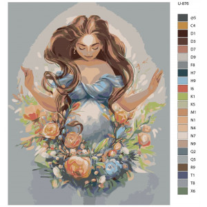 Картина по номерам "Беременная женщина в нежных цветах"