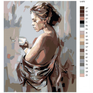 Картина по номерам "Девушка с чашкой кофе в профиль"