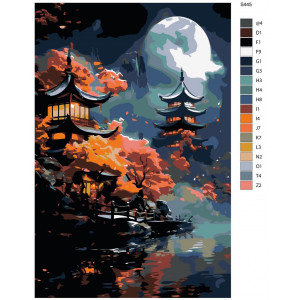 Картина по номерам "Нічна Японія при світлі місяця"