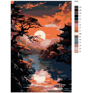 Картина по номерам "Японія в променях заходу сонця"