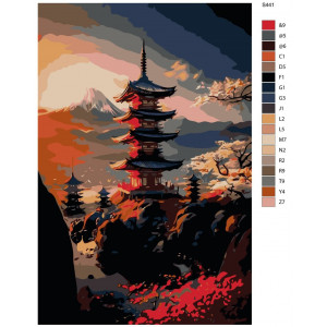 Картина по номерам "Японська пагода на тлі гір"