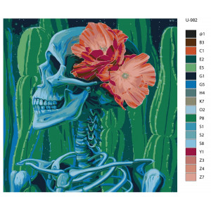 Картина по номерам "Скелет з квітами"