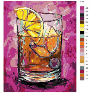 Картина по номерам "Натюрморт - Віскі з льодом та часточкою лимона"