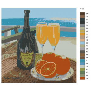 Картина по номерам "Натюрморт - Пляшка ігристого та апельсини"