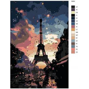 Картина по номерам "Париж арт. Ейфелева вежа у рожевому тумані"