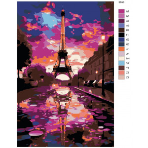 Картина по номерам "Ейфелева вежа. Рожевий вечір у Парижі"
