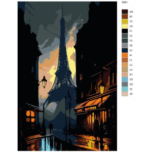 Картина по номерам "Париж арт. Ейфелева вежа в нічному сутінку"