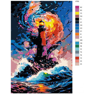 Картина по номерам "Шторм, маяк и море"