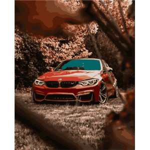 Картина по номерам "Красная BMW"