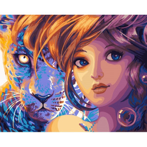 Картина по номерам "Девушка и леопард"