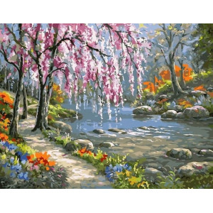 Картина по номерам "Річка в лісі"