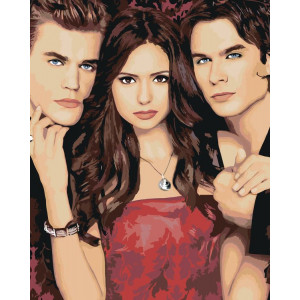Картина по номерам "Щоденники вампіра: Деймон, Олена та Стефан"