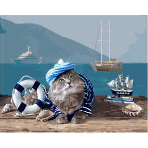 Картина по номерам "Котик-морячок"