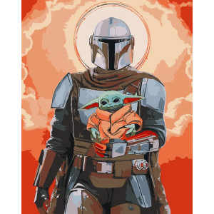 Картина по номерам "Мандалорец и малыш Йода"