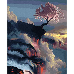 Картина по номерам "Одинокое дерево на склоне вулкана."