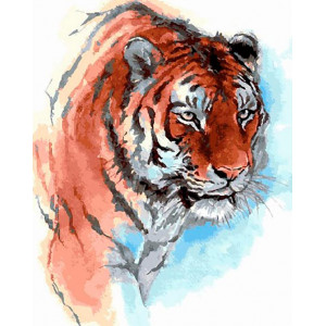 Картина по номерам "Тигр акварелью"