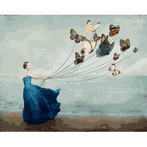 Картина по номерам "Прогулка с бабочками"