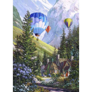 Картина по номерам "Повітряні кулі в горах"