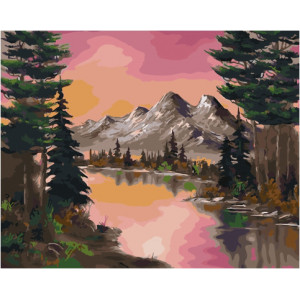Картина по номерам "Рожевий захід сонця в горах"