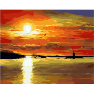 Картина по номерам "Відображення заходу сонця"