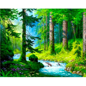 Картина по номерам "Речка в лесу"